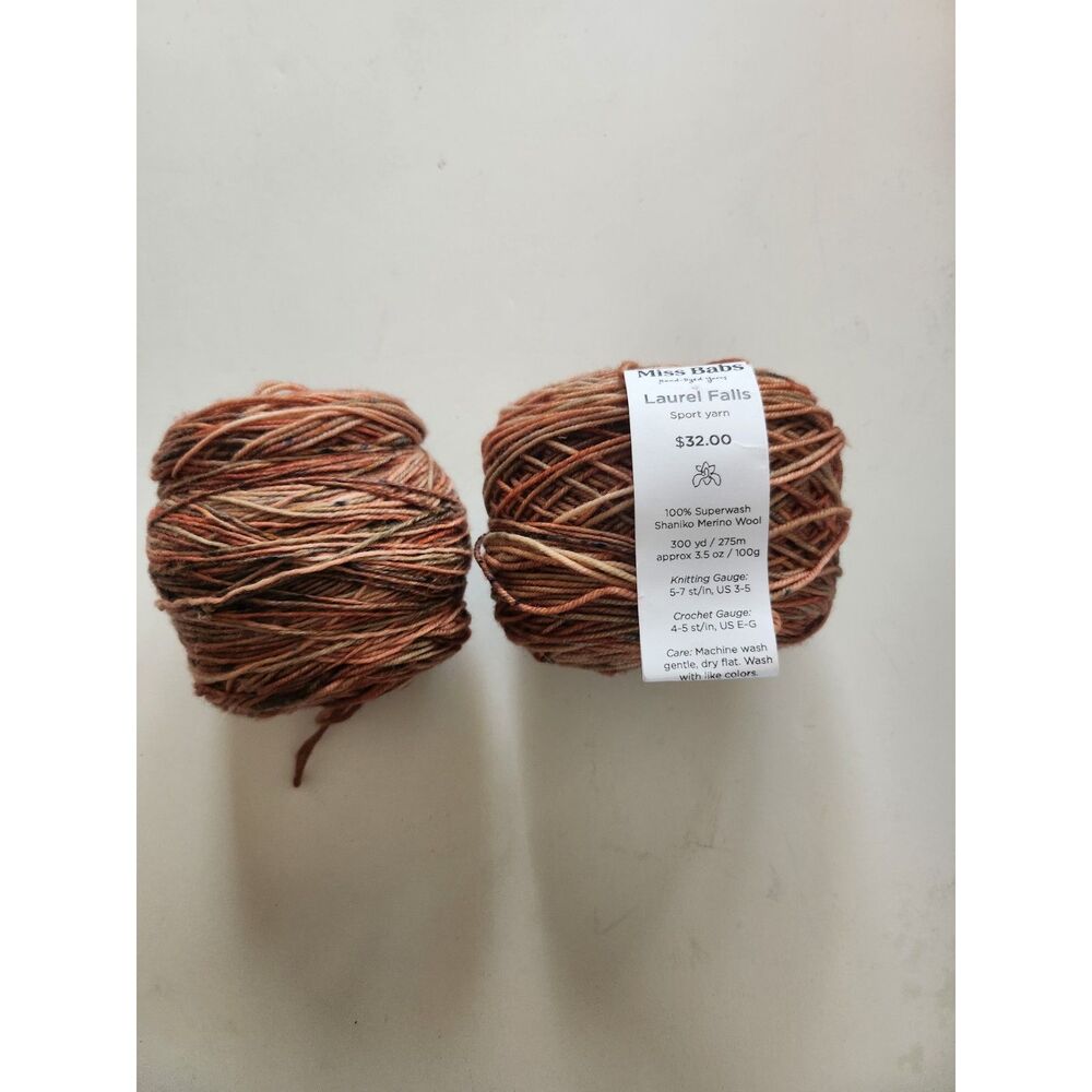 2 Skeins Miss Babs Laurel Falls Sport Yarn B33